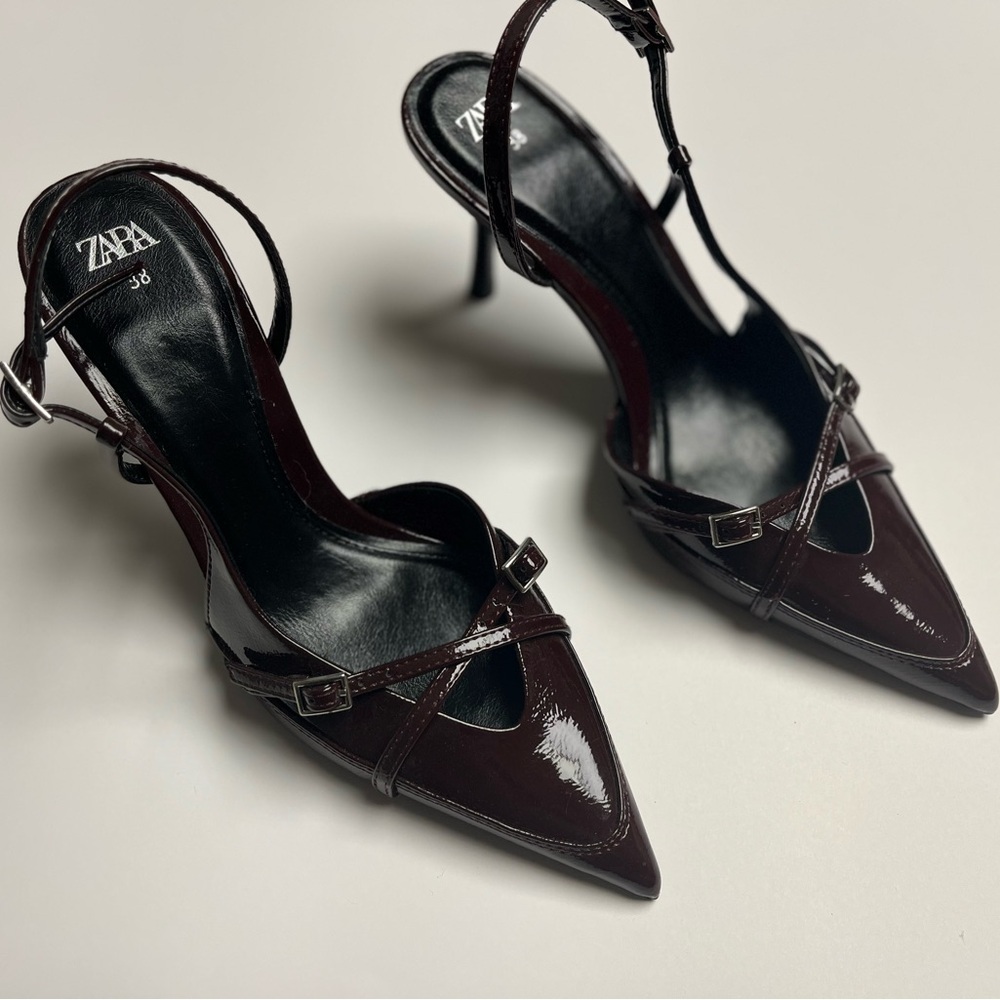 Zara Women's wine red color Patent Heels.